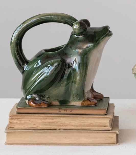 Stoneware Frog Watering Can