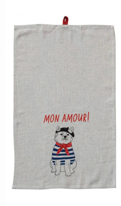 Linen Tea Towel with French